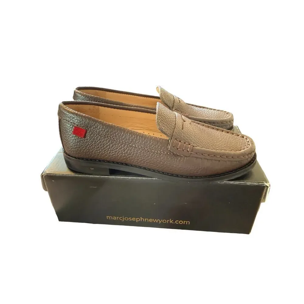 Marc Joseph Kids Brown Grainy Union Street Moccasin Loafer Shoes Size 13
